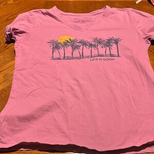 Life Is Good Kids Pink Palm Tree Tee